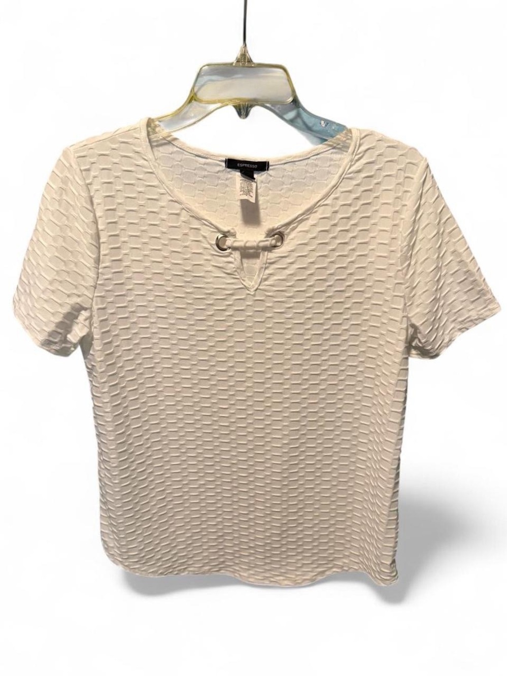Espresso Women's White Textured Short-Sleeve Top